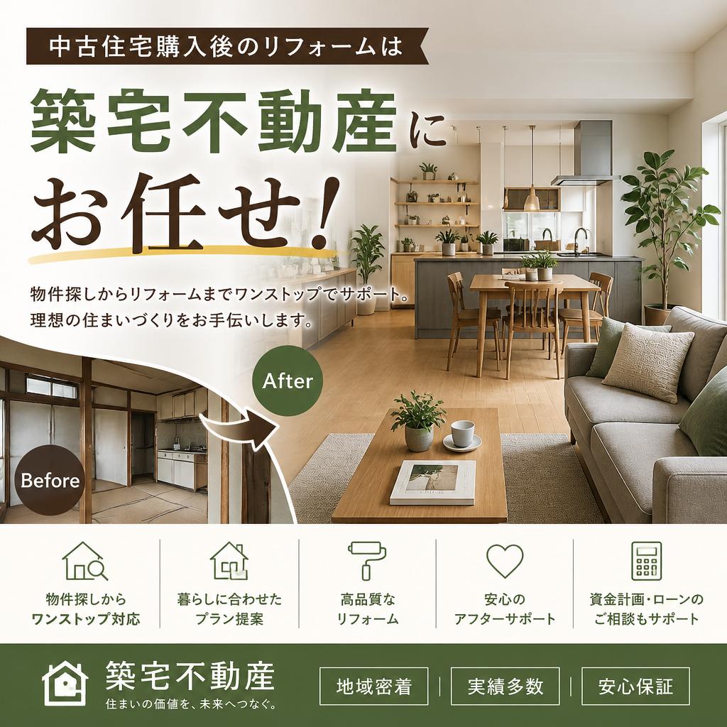 中古住宅購入後のリフォームは築宅不動産にお任せ！