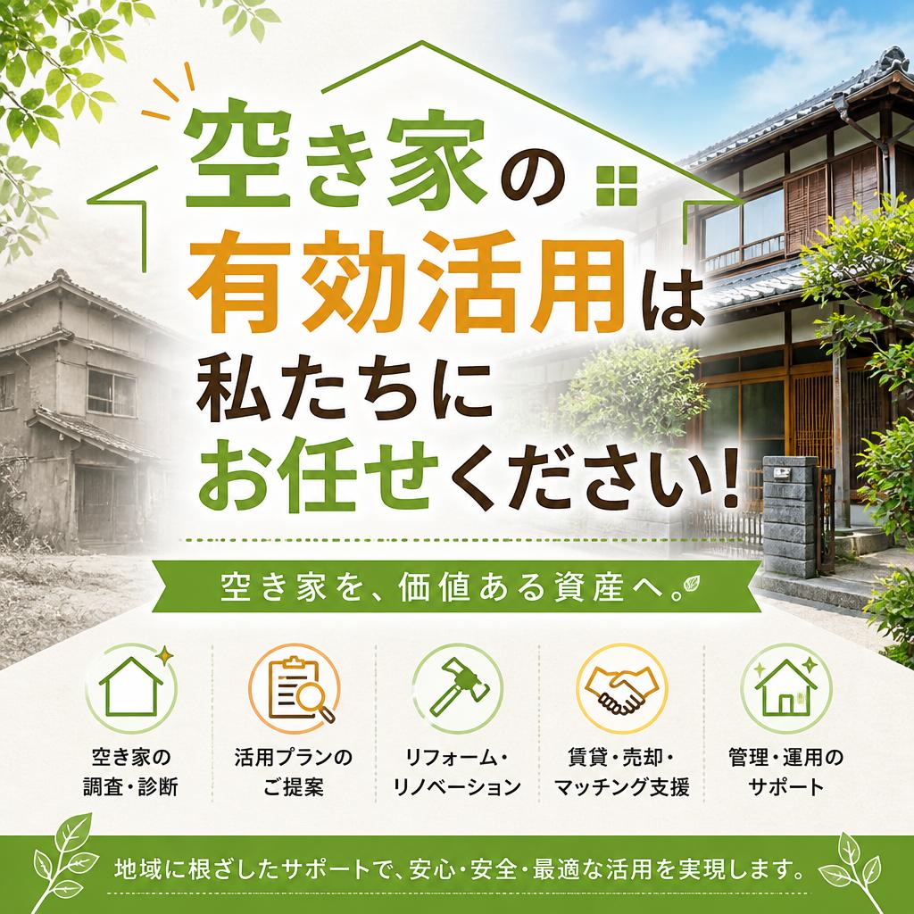 空き家の有効活用は私たちにお任せください！