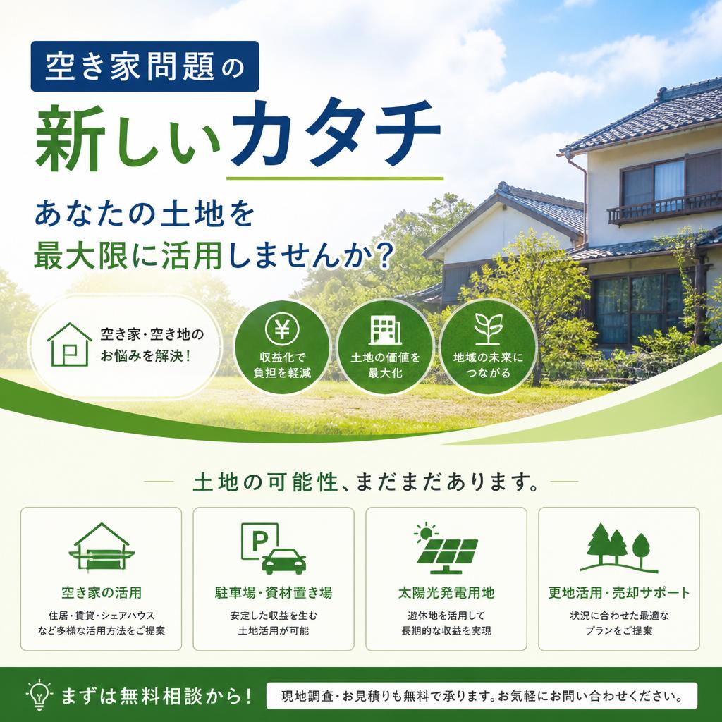 空き家問題の新しいカタチ、あなたの土地を最大限に活用しませんか？